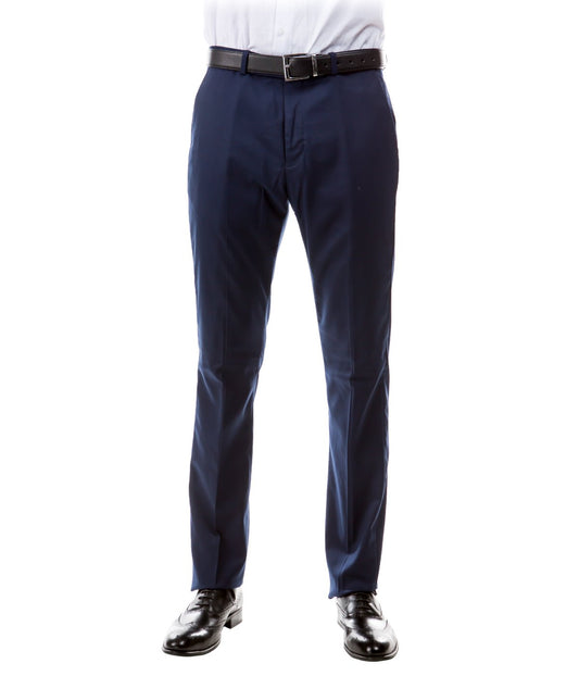 Solid Flat Front Dinner Trousers Suit Separates Dress Pants Navy