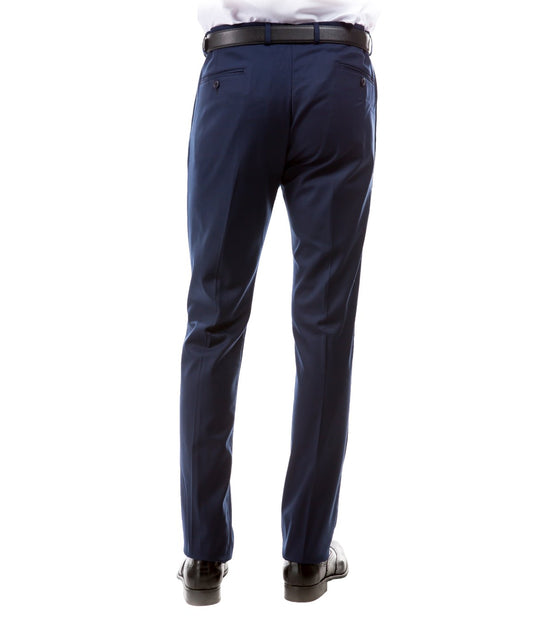 Solid Flat Front Dinner Trousers Suit Separates Dress Pants Navy