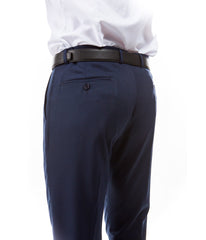 Solid Flat Front Dinner Trousers Suit Separates Dress Pants Navy