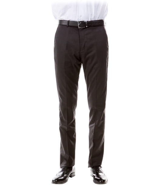 Solid Flat Front Dinner Trousers Suit Separates Dress Pants Dark Grey