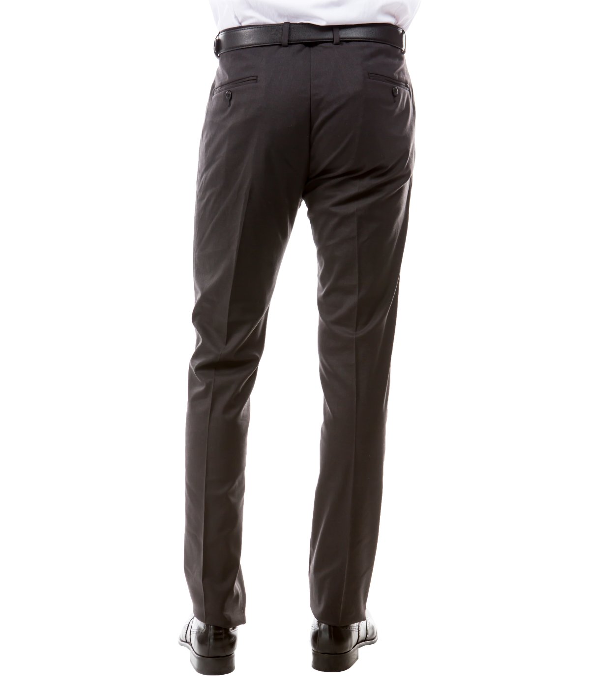  Solid Flat Front Dinner Trousers Suit Separates Dress Pants Dark Grey - Dark Grey - Bonton