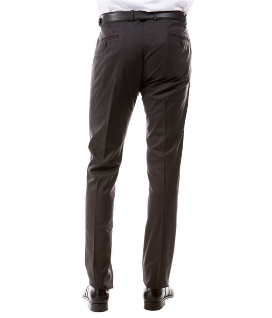 Solid Flat Front Dinner Trousers Suit Separates Dress Pants Dark Grey