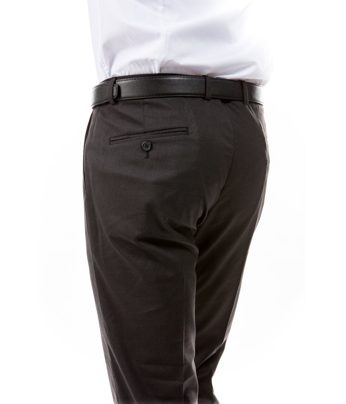  Solid Flat Front Dinner Trousers Suit Separates Dress Pants Dark Grey - Dark Grey - Bonton