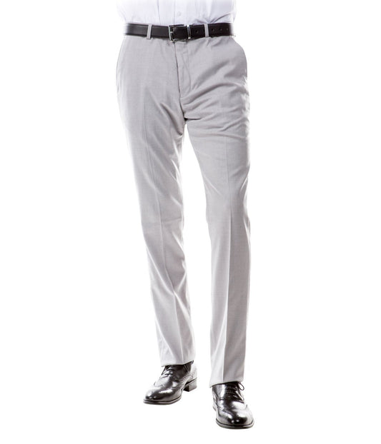 Solid Flat Front Dinner Trousers Suit Separates Dress Pants Gray