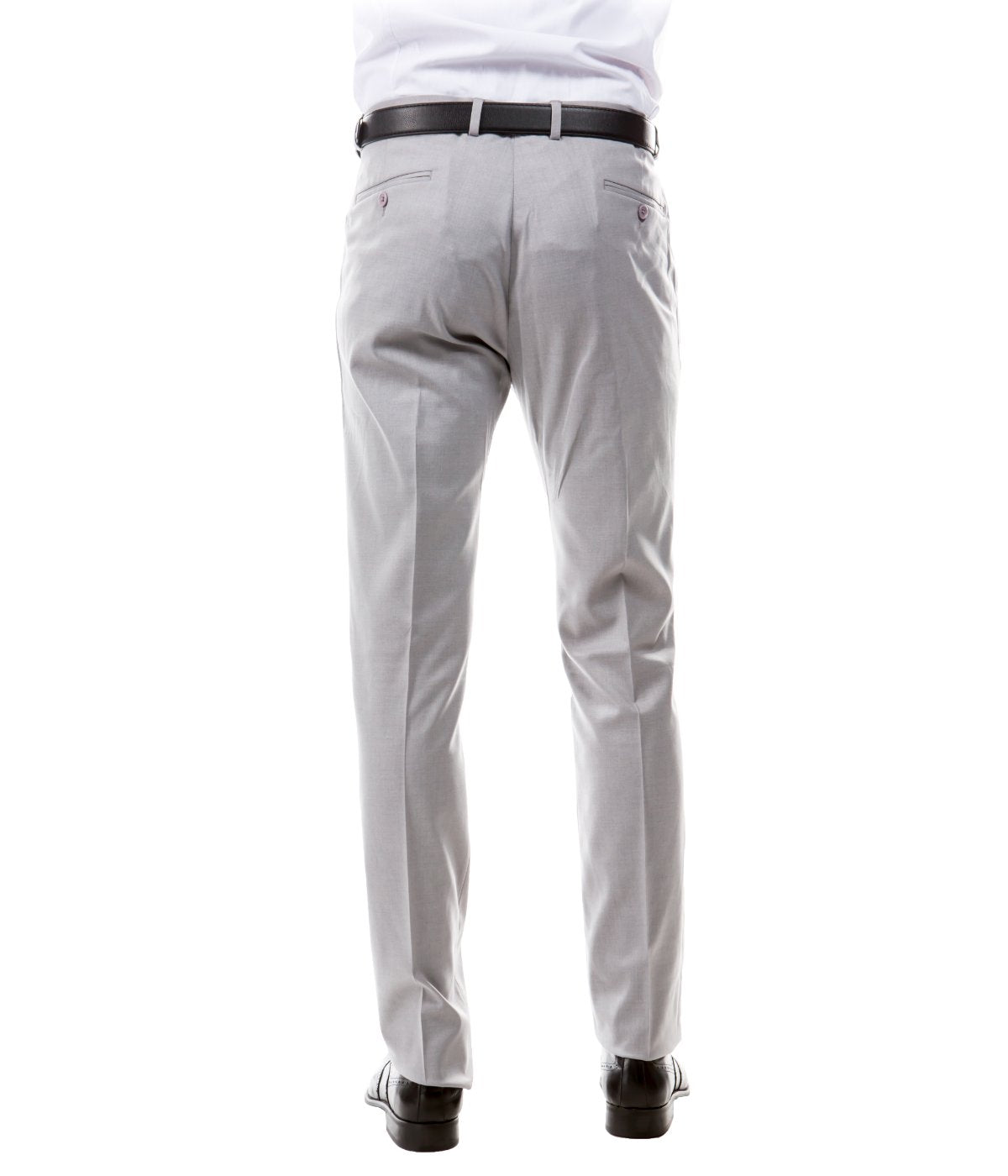  Solid Flat Front Dinner Trousers Suit Separates Dress Pants Gray - Gray - Bonton