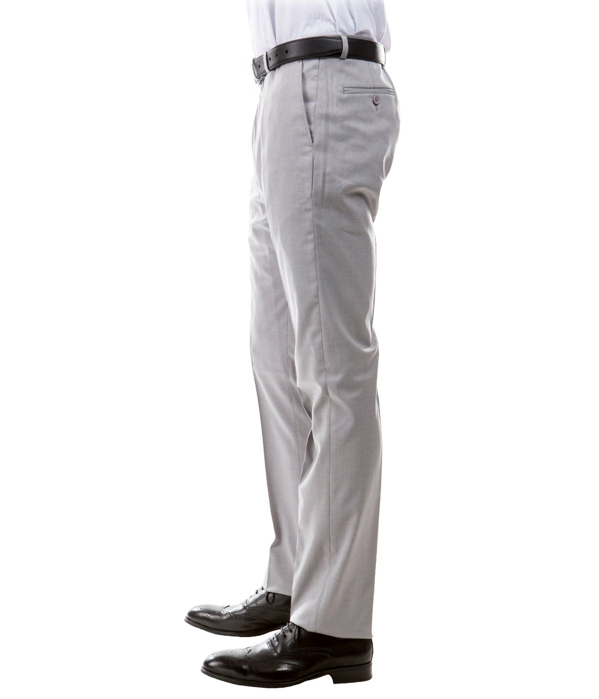  Solid Flat Front Dinner Trousers Suit Separates Dress Pants Gray - Gray - Bonton