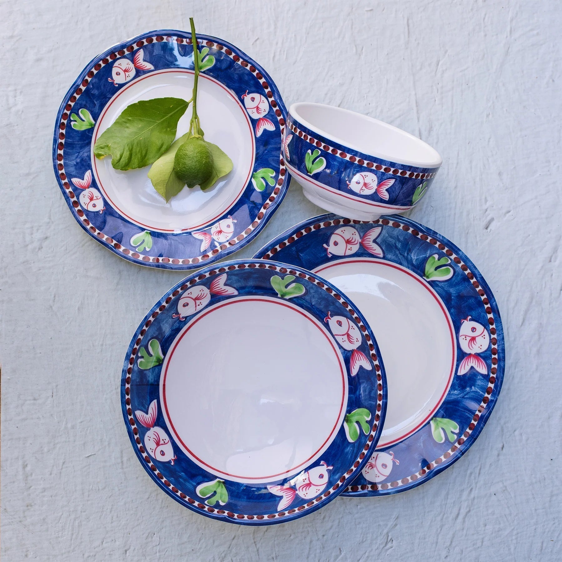  Vietri Melamine Campagna Pesce Dinner Plate - Blue - Bonton