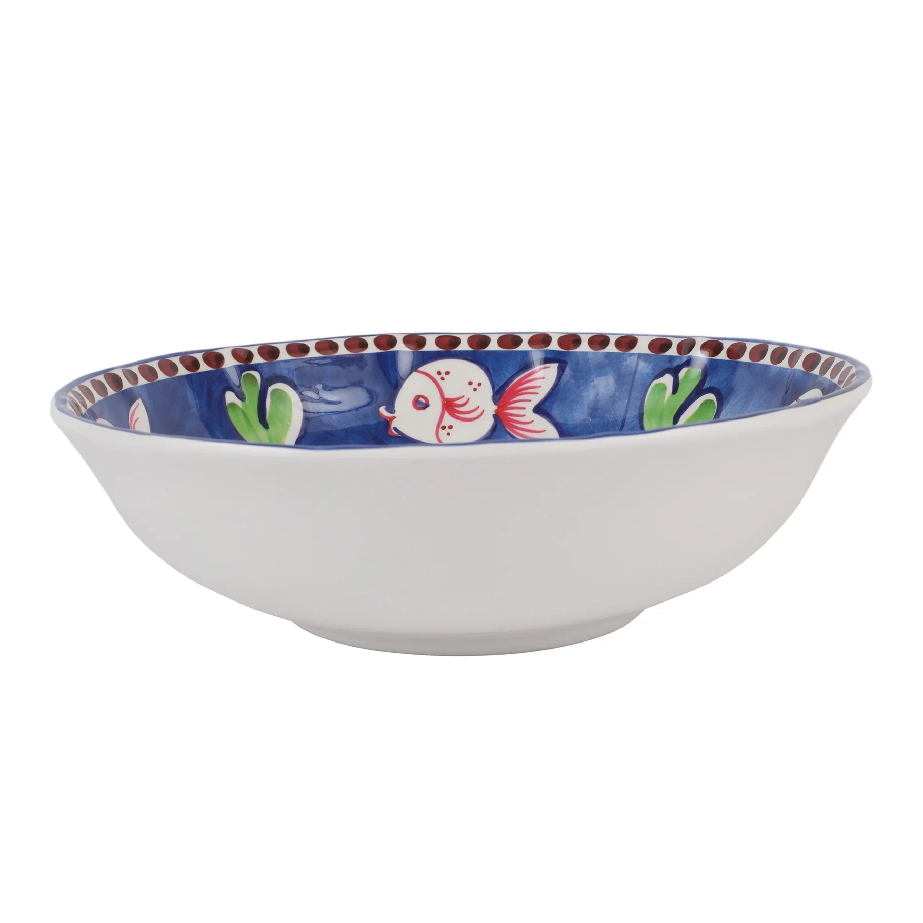  Vietri Melamine Campagna Pesce Large Serving Bowl - Blue - Bonton