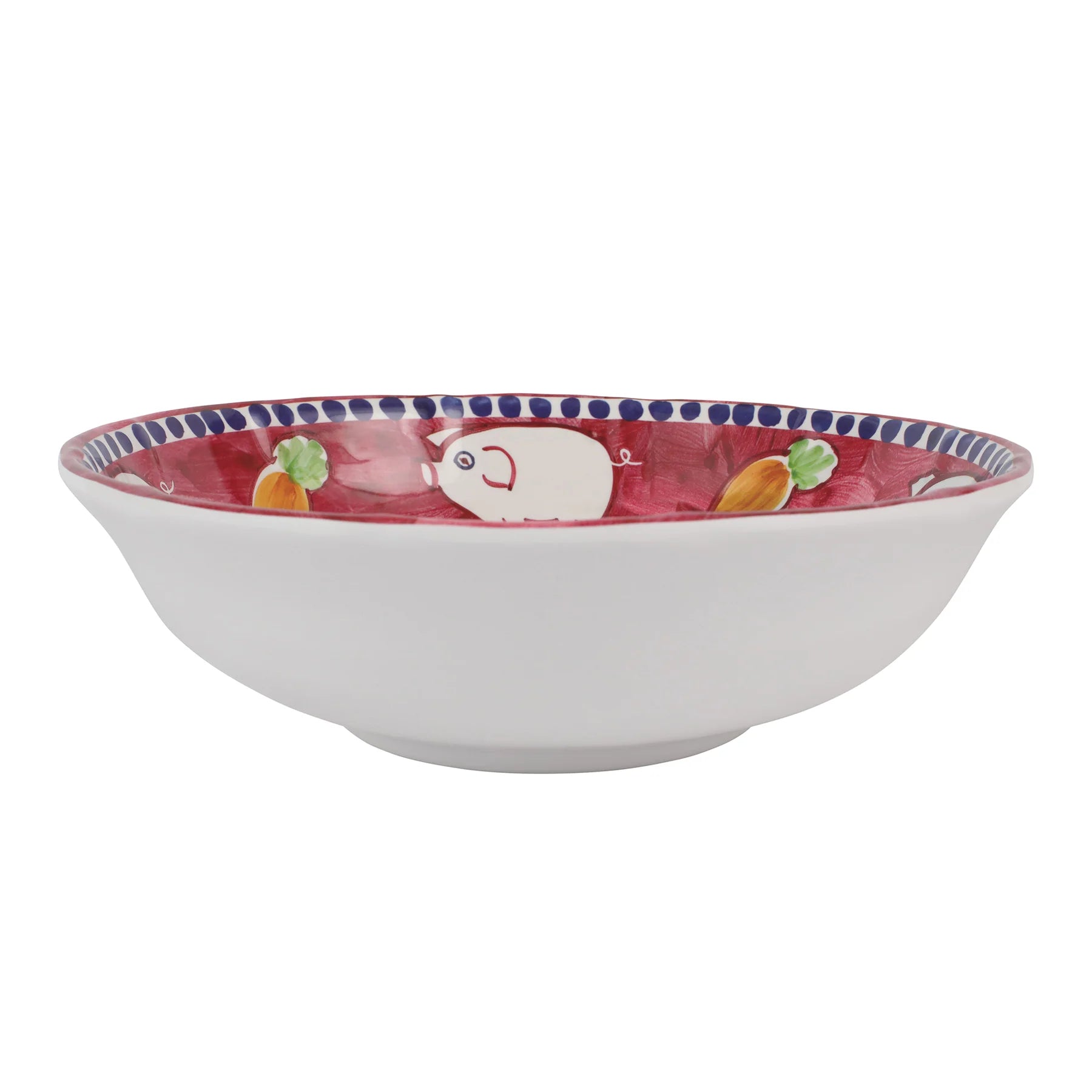  Vietri Melamine Campagna Porco Large Serving Bowl - Red - Bonton