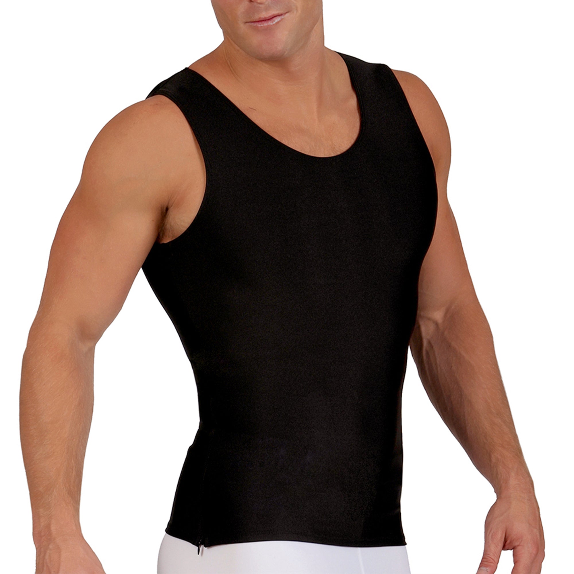  InstantFigure Insta Slim Compression Sleeveless Muscle Tank With Zipper MS00Z1 - White - Bonton