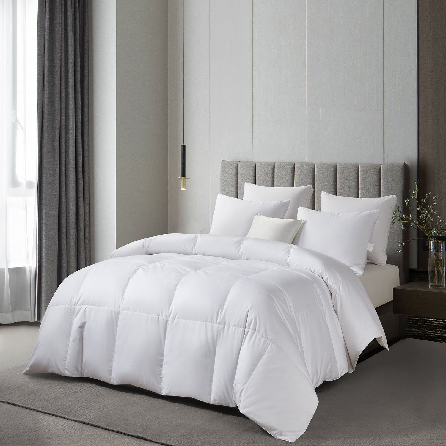  Martha Stewart Sateen Light Warmth Cotton Comforter - White - Bonton