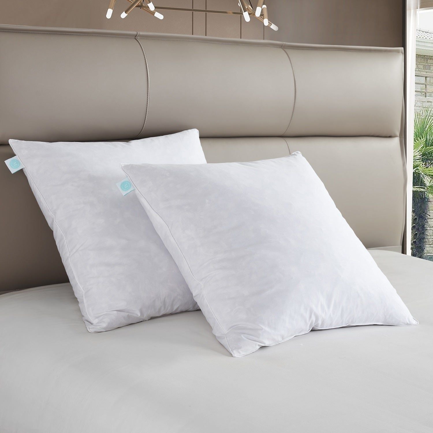  Martha Stewart Euro Square Firm Feather Pillows 2 Pack - White - Bonton