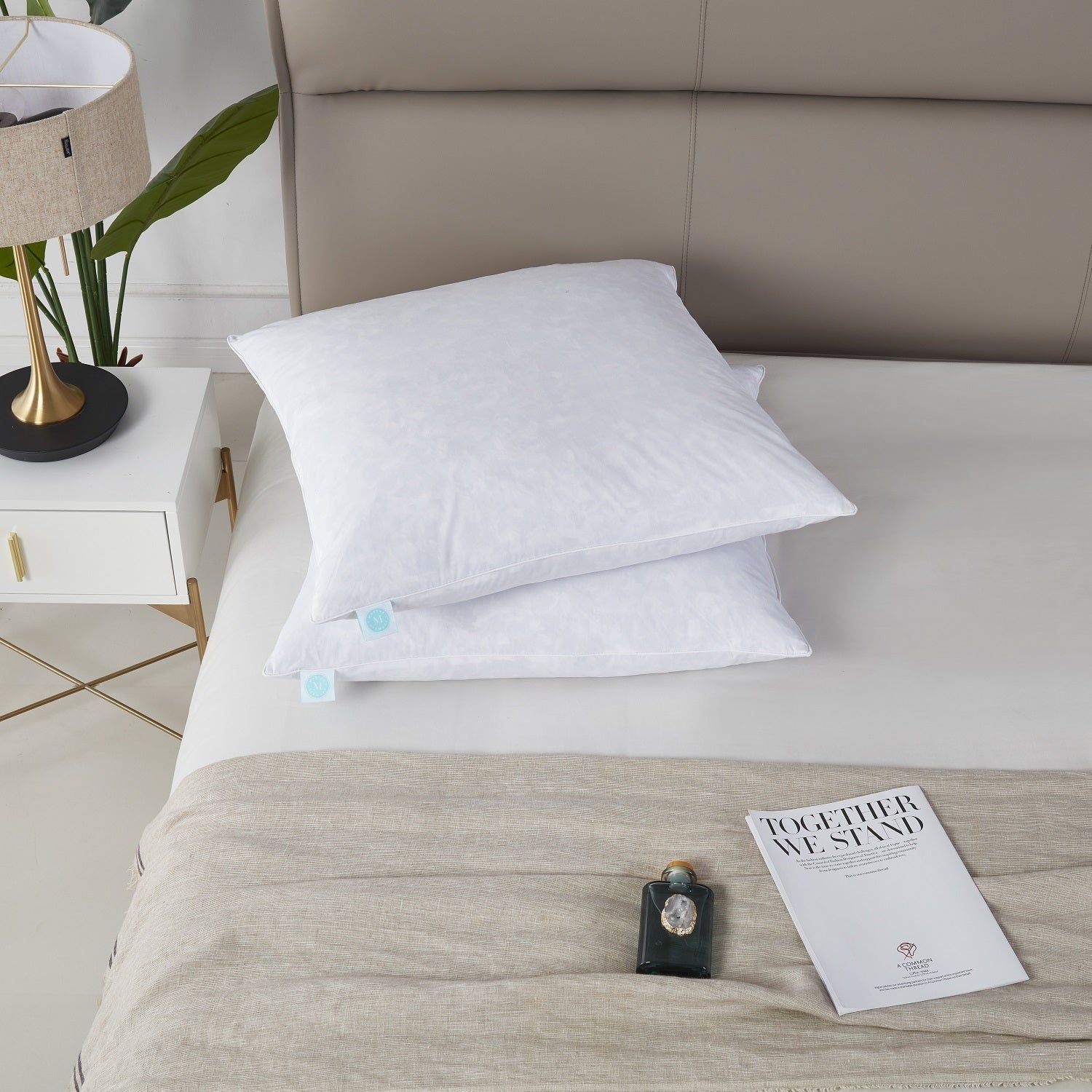  Martha Stewart Euro Square Firm Feather Pillows 2 Pack - White - Bonton