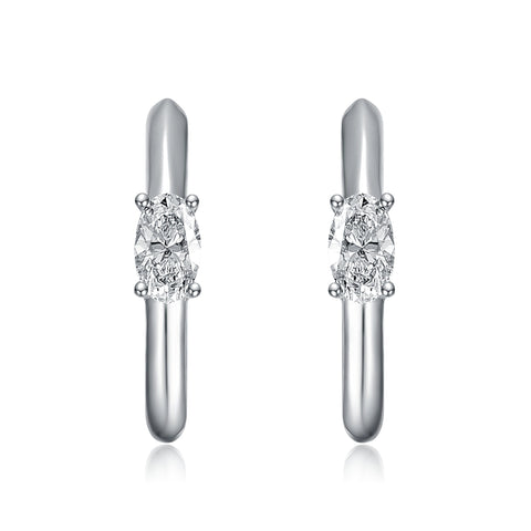 Stella Vallentino Sterling Silver White Gold Plated With 0.48ct Lab Created Moissanite Huggie Hoop Earrings