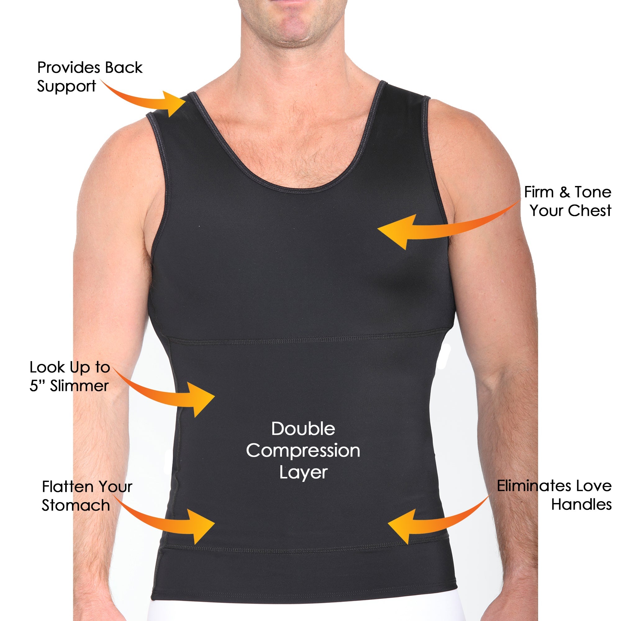  InstantFigure Insta Slim Sleeveless Compression Muscle Tank Panel Belt MSFP01 - Black - Bonton