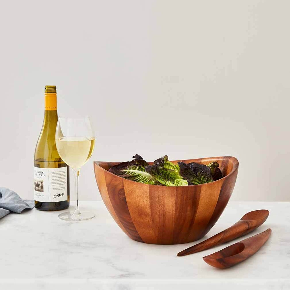  Nambe Harmony Bowl & Salad Set - Brown Wood - Bonton