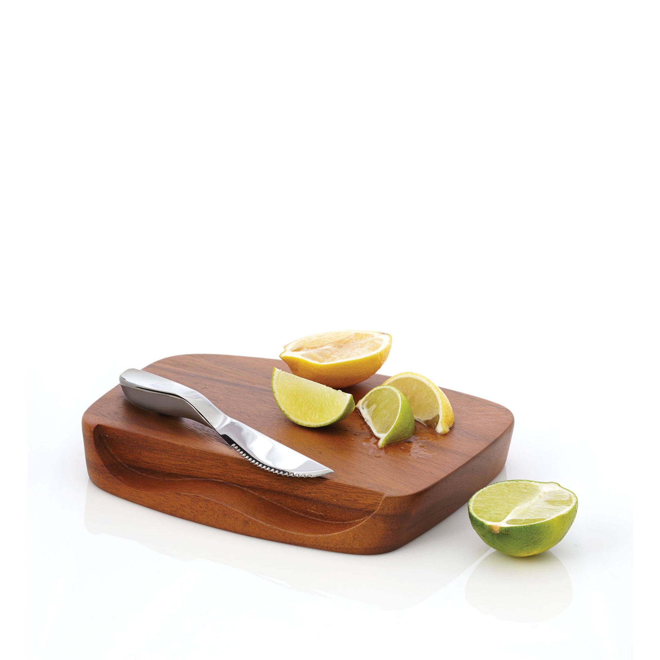  Nambe Blend Bar Board with Knife - Brown Wood - Bonton