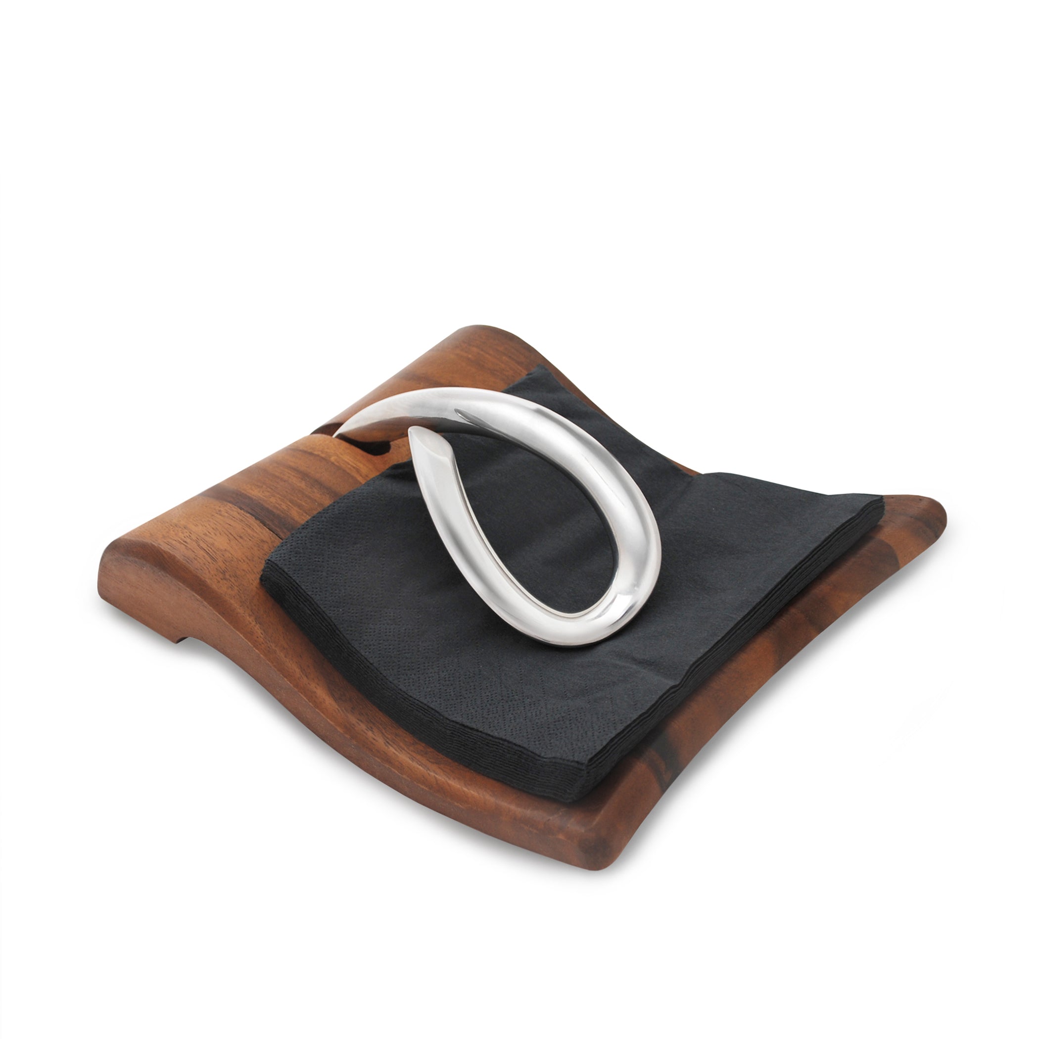  Nambe Breeze Napkin Holder - Brown Wood - Bonton