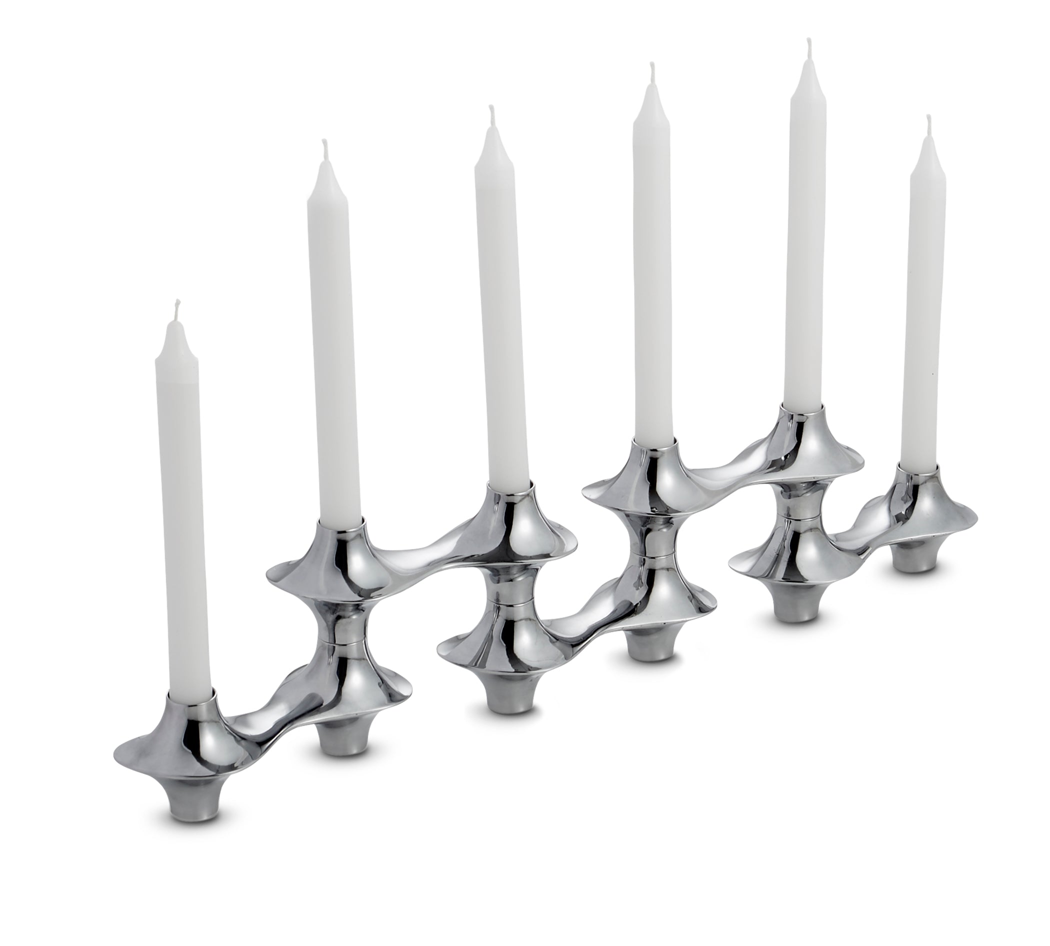  Nambe Cortina Hinged Candelabra - Silver - Bonton