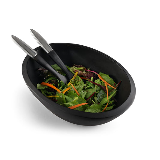 Noir Salad Bowl with Servers