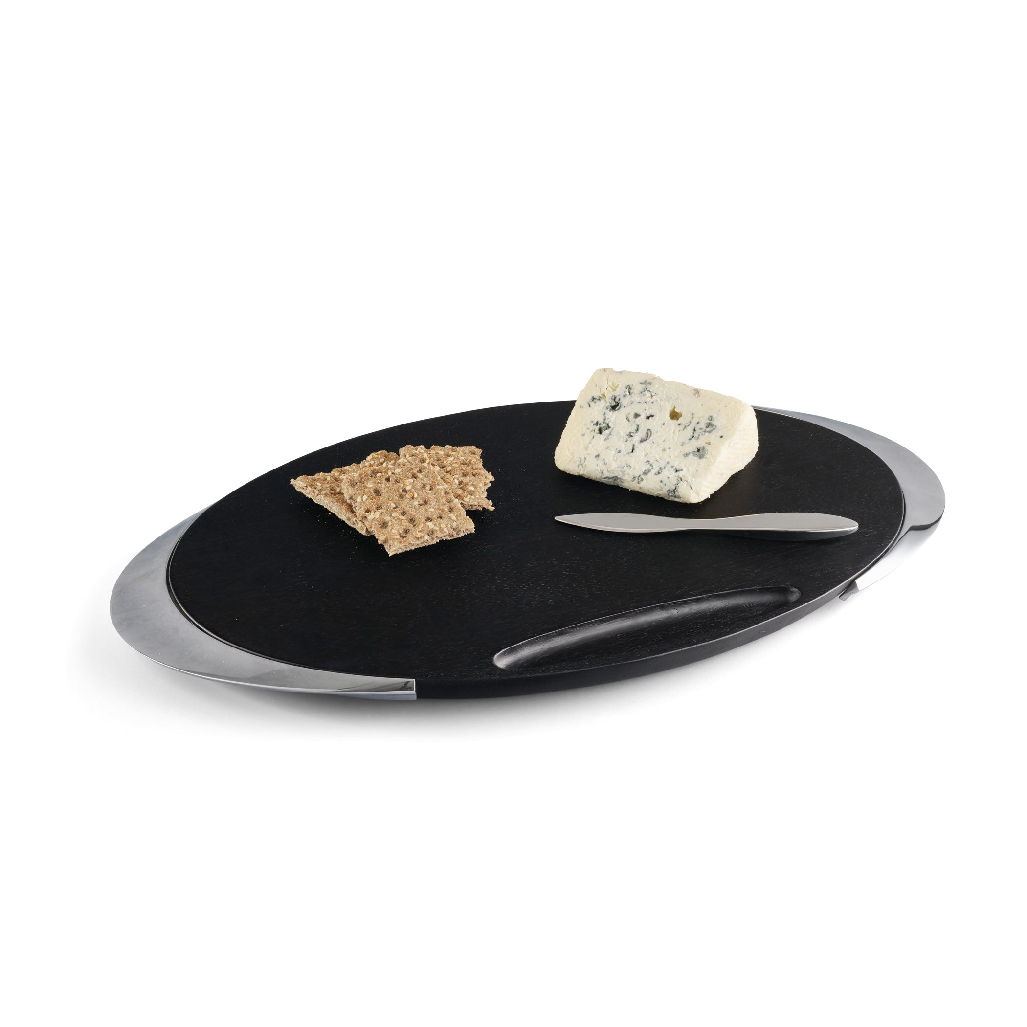  Nambe Noir Cheese Board with Knife - Black - Bonton