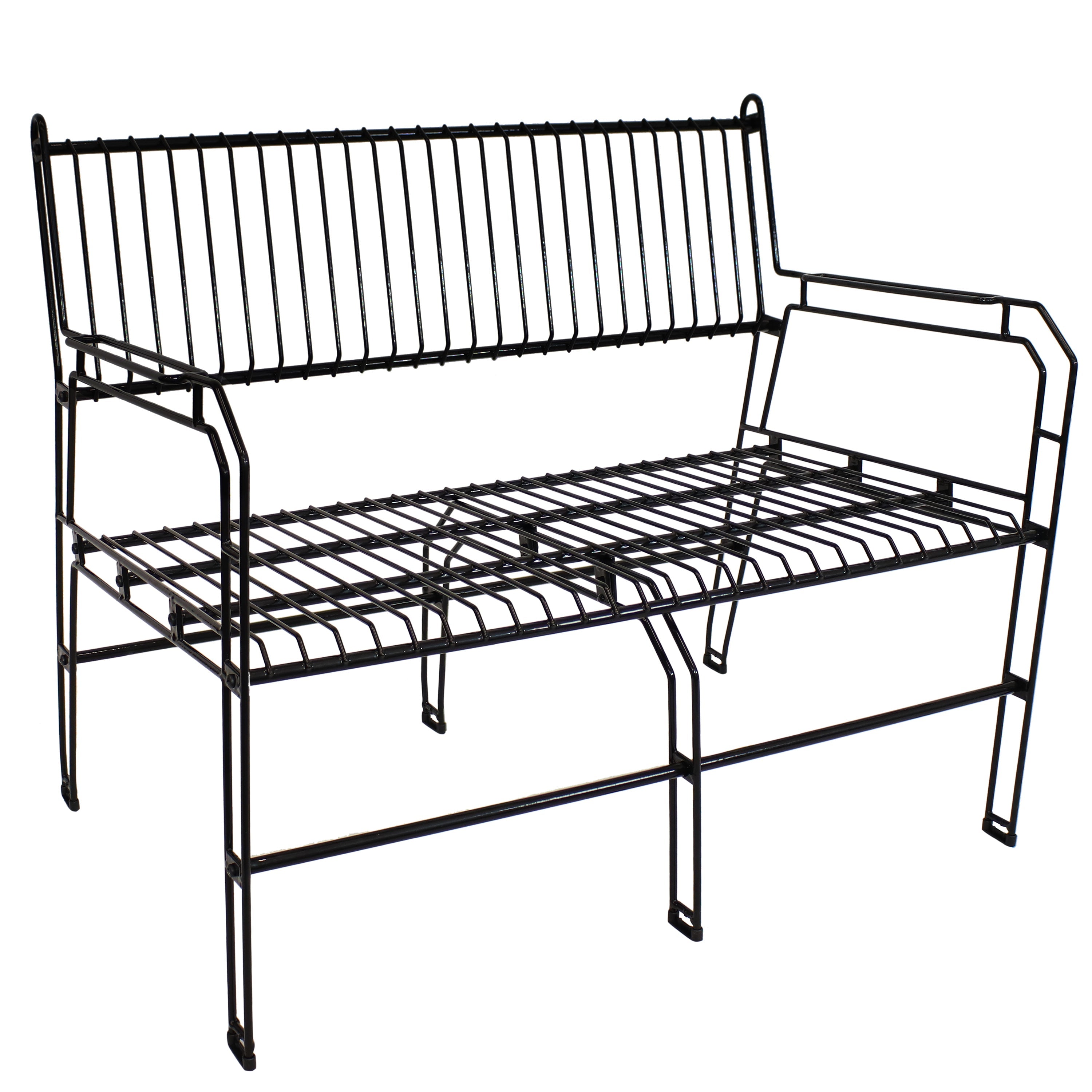  Sunnydaze Decor Modern Furniture Steel Wire Patio Bench - Black - 30.75