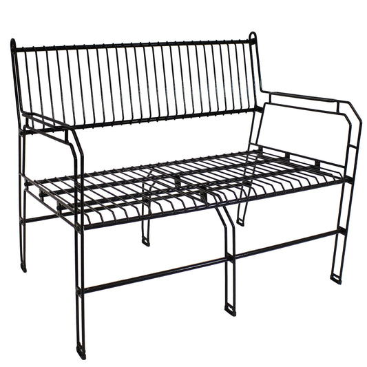 Modern Furniture Steel Wire Patio Bench - Black - 30.75" H