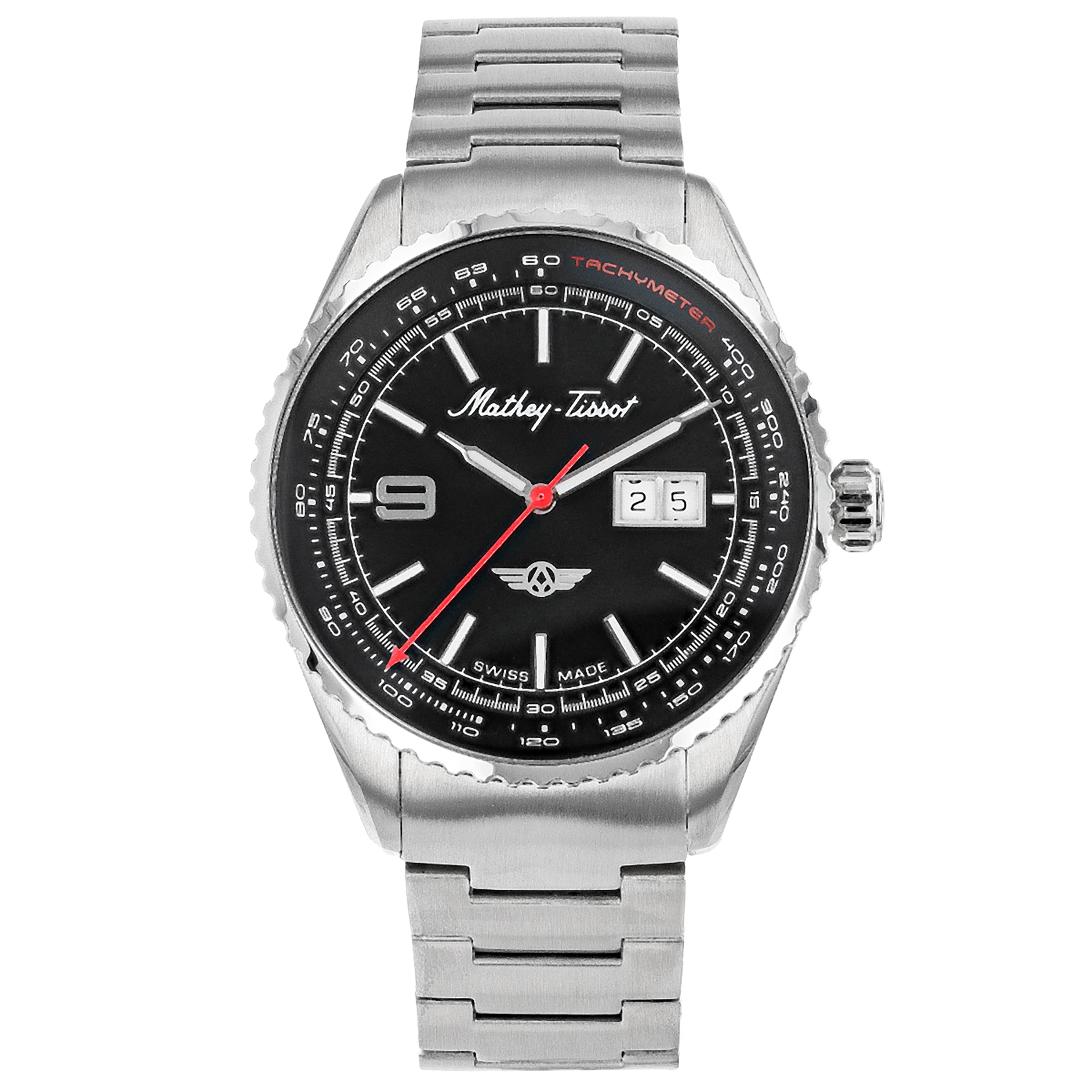  Mathey Tissot Atlas Collection Three Hand Date Watch - Black - Bonton