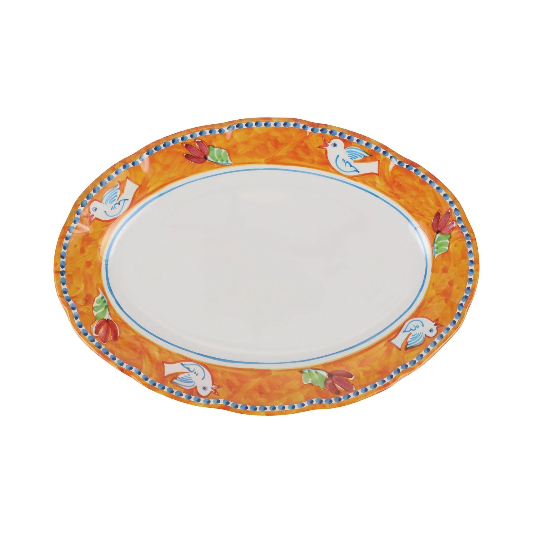  Vietri Melamine Campagna Uccello Oval Platter - Tangerine - Bonton