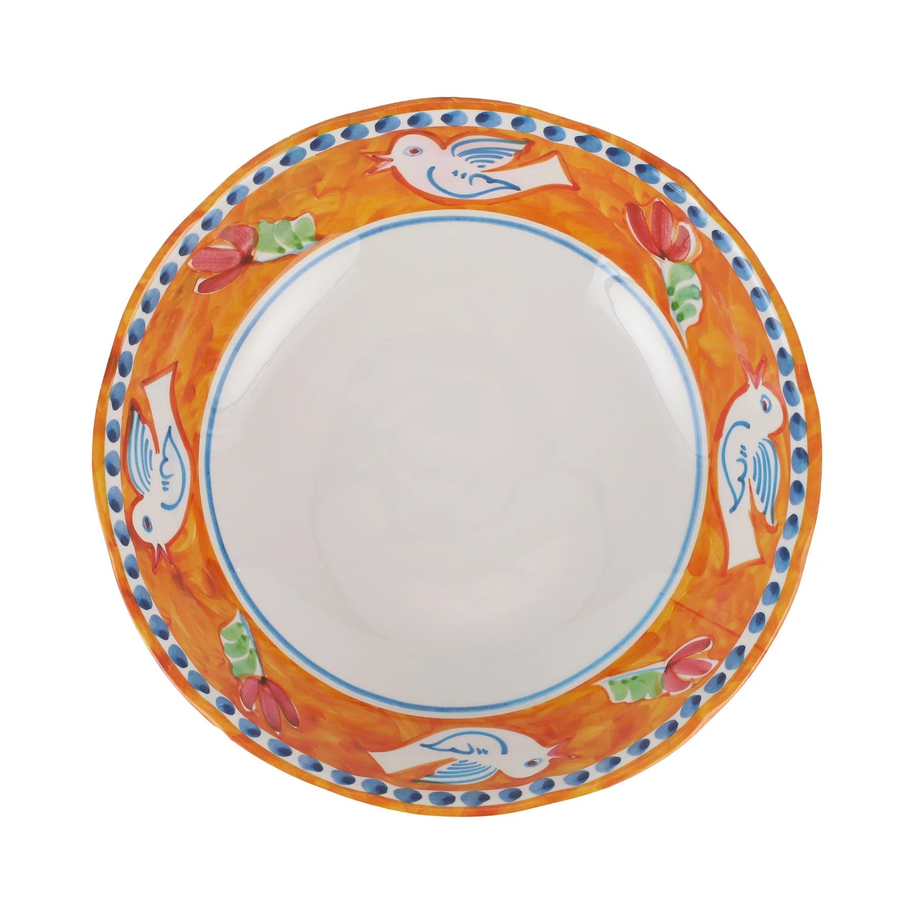  Vietri Melamine Campagna Uccello Large Serving Bowl - Tangerine - Bonton