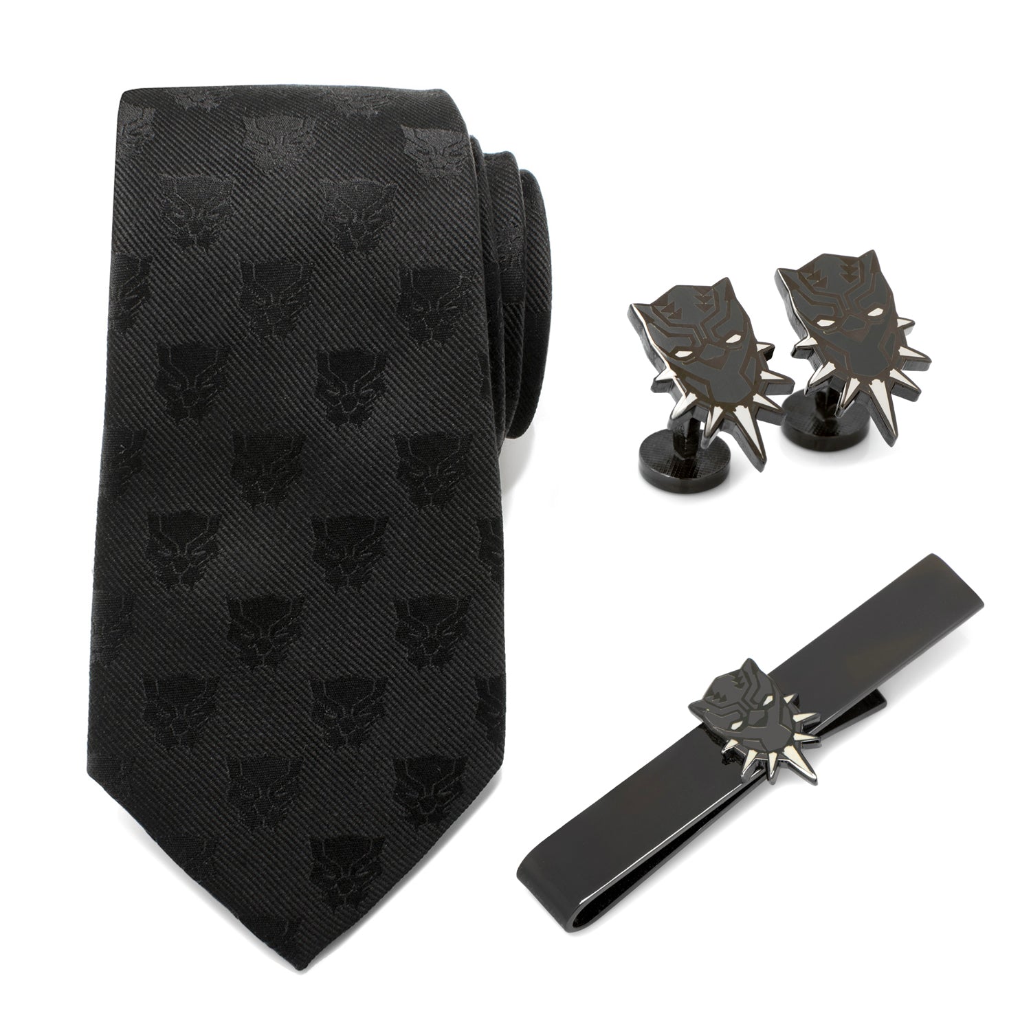  Cufflinks Black Panther 3 Piece Necktie Gift Set - Default Title - Bonton