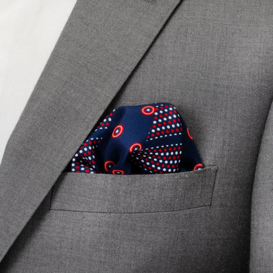 Captain America Shield Navy Pocket Square