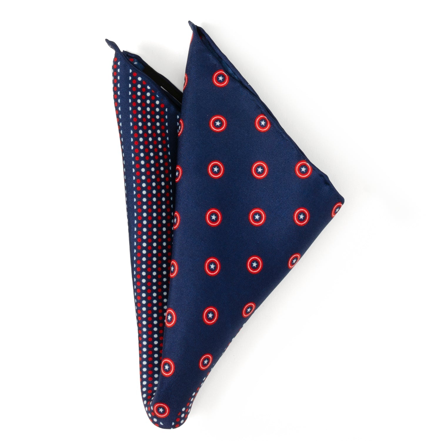  Cufflinks Captain America Shield Navy Pocket Square - Default Title - Bonton