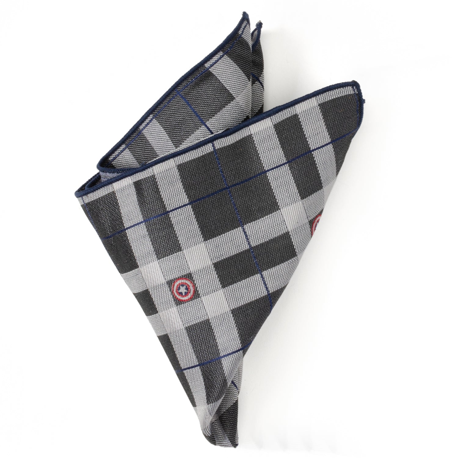  Cufflinks Captain America Gray Plaid Pocket Square - Default Title - Bonton