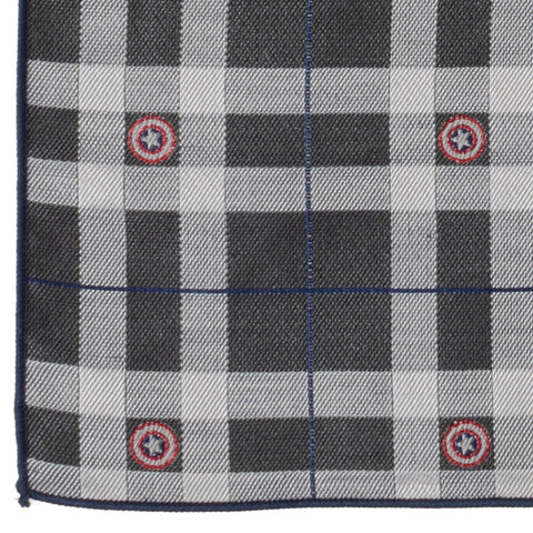 Captain America Gray Plaid Pocket Square