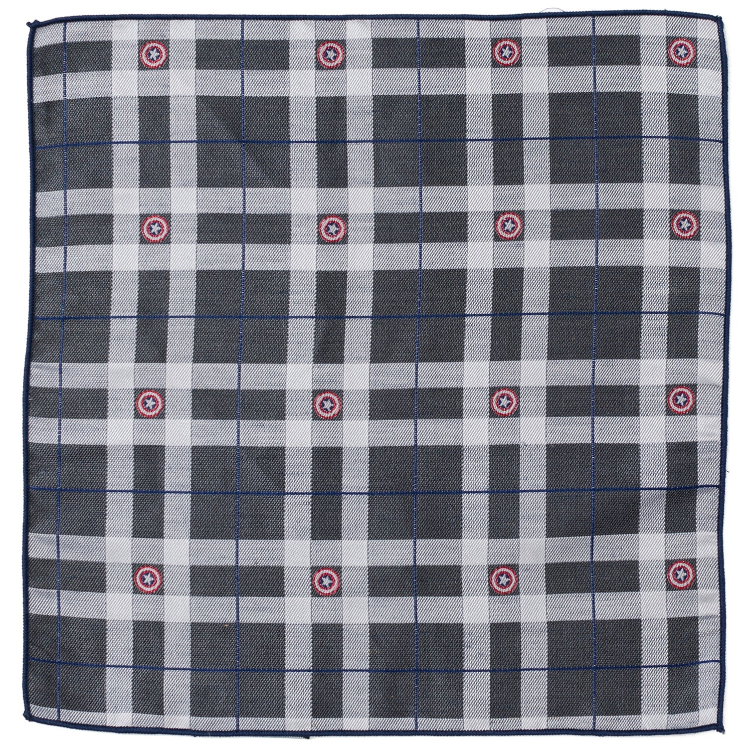  Cufflinks Captain America Gray Plaid Pocket Square - Default Title - Bonton