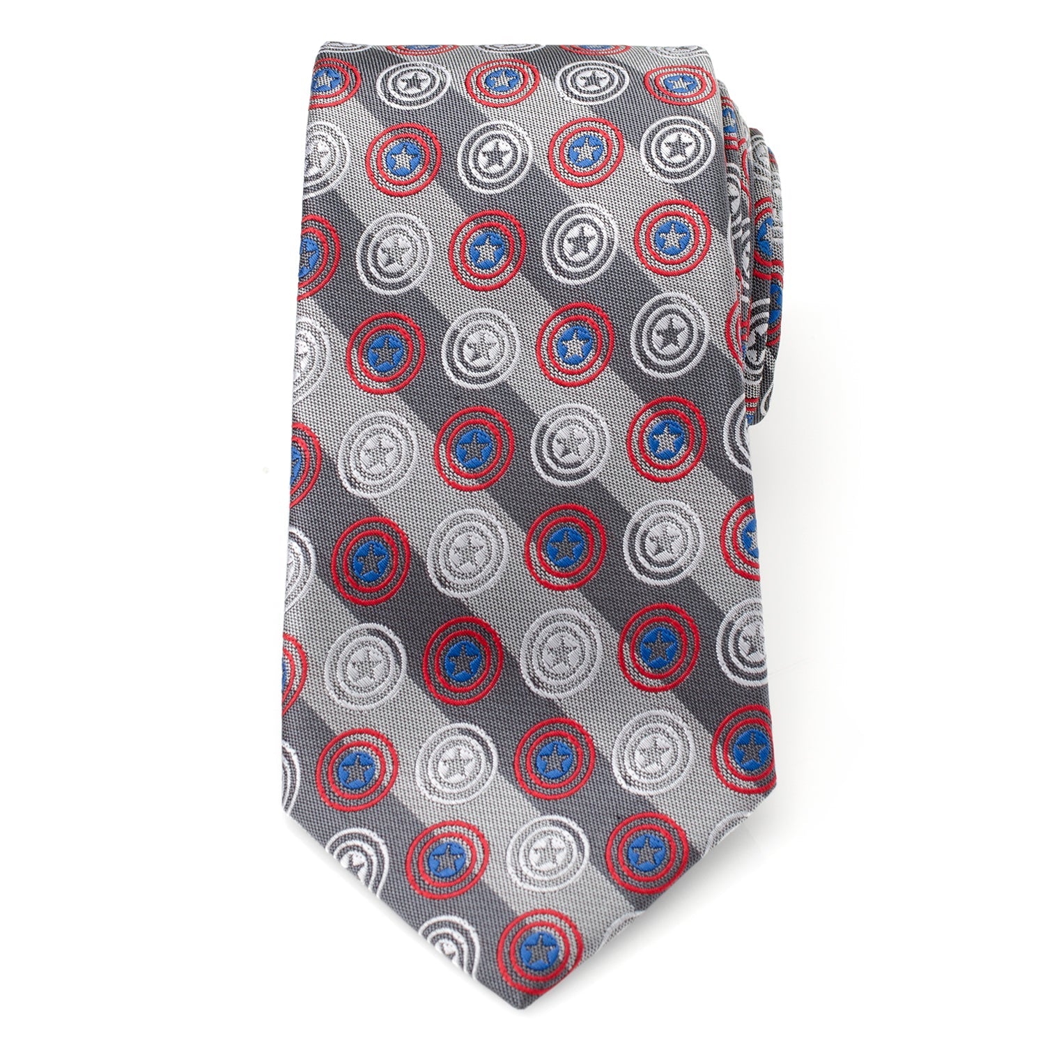  Cufflinks Captain America Gray Stripe Men's Tie - Default Title - Bonton