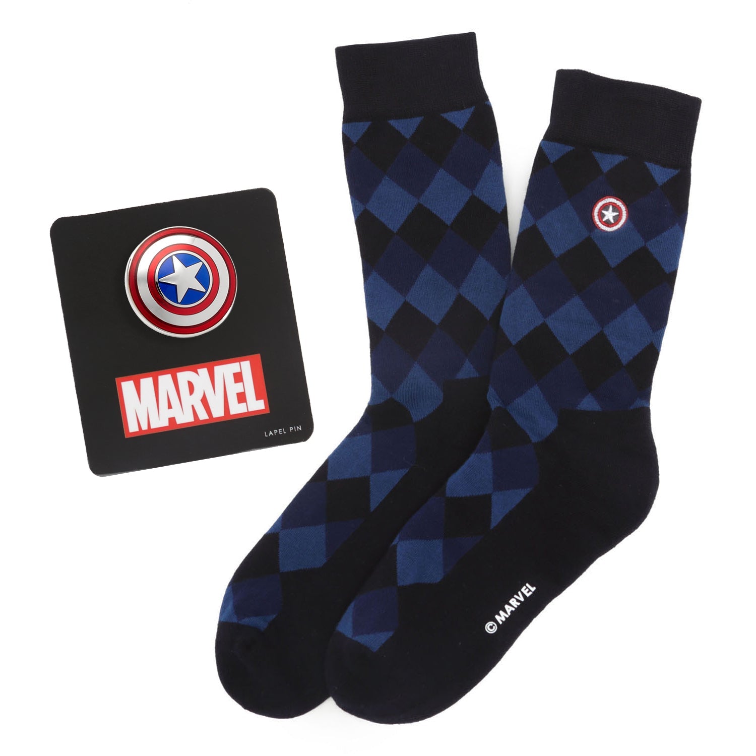  Cufflinks Captain America Argyle Blue Gift Set - Default Title - Bonton