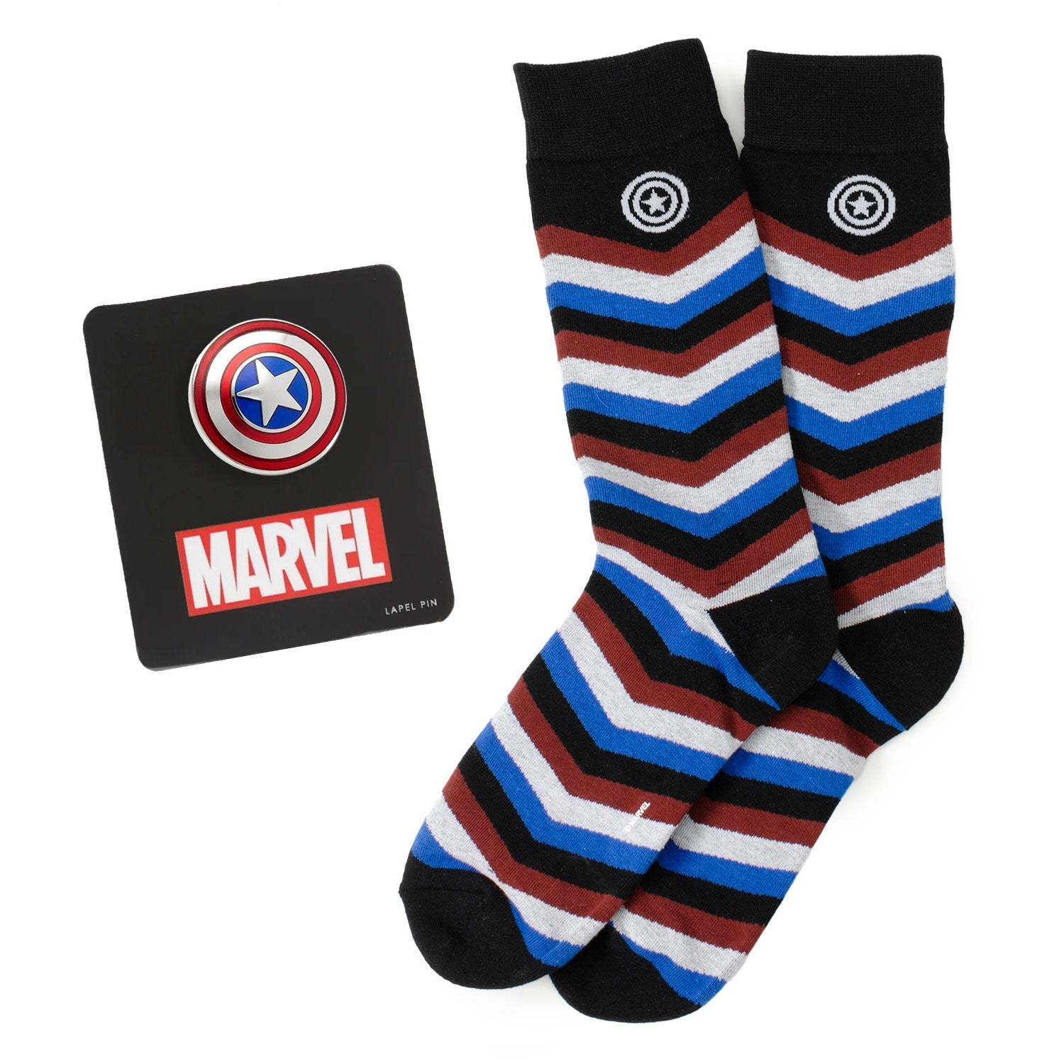  Cufflinks Captain America Chevron Stripe Gift Set - Default Title - Bonton