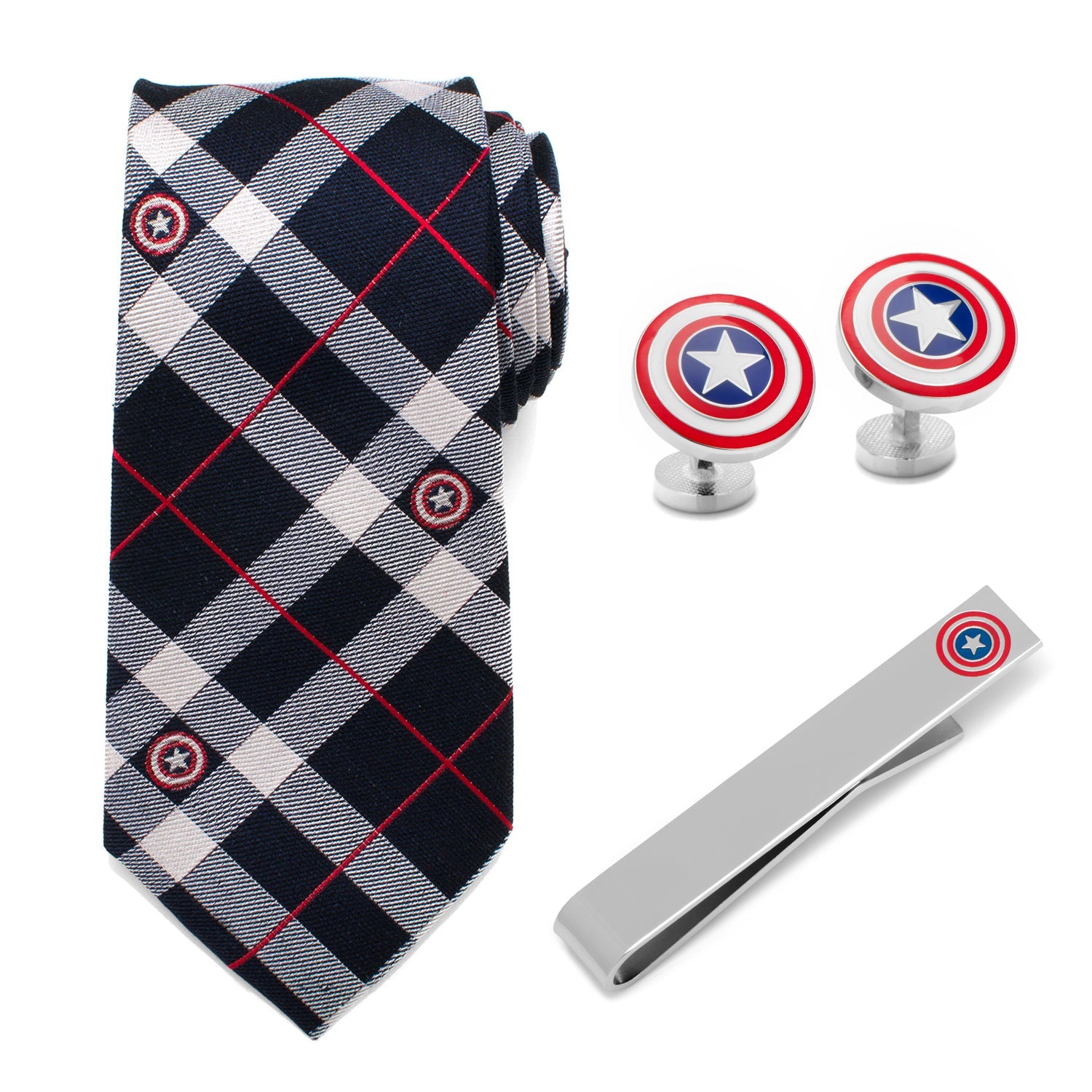  Cufflinks Captain America Favorites Necktie Gift Set - Default Title - Bonton