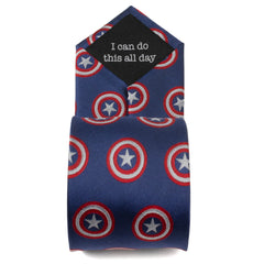 Captain America Hidden Message Blue Men's Tie