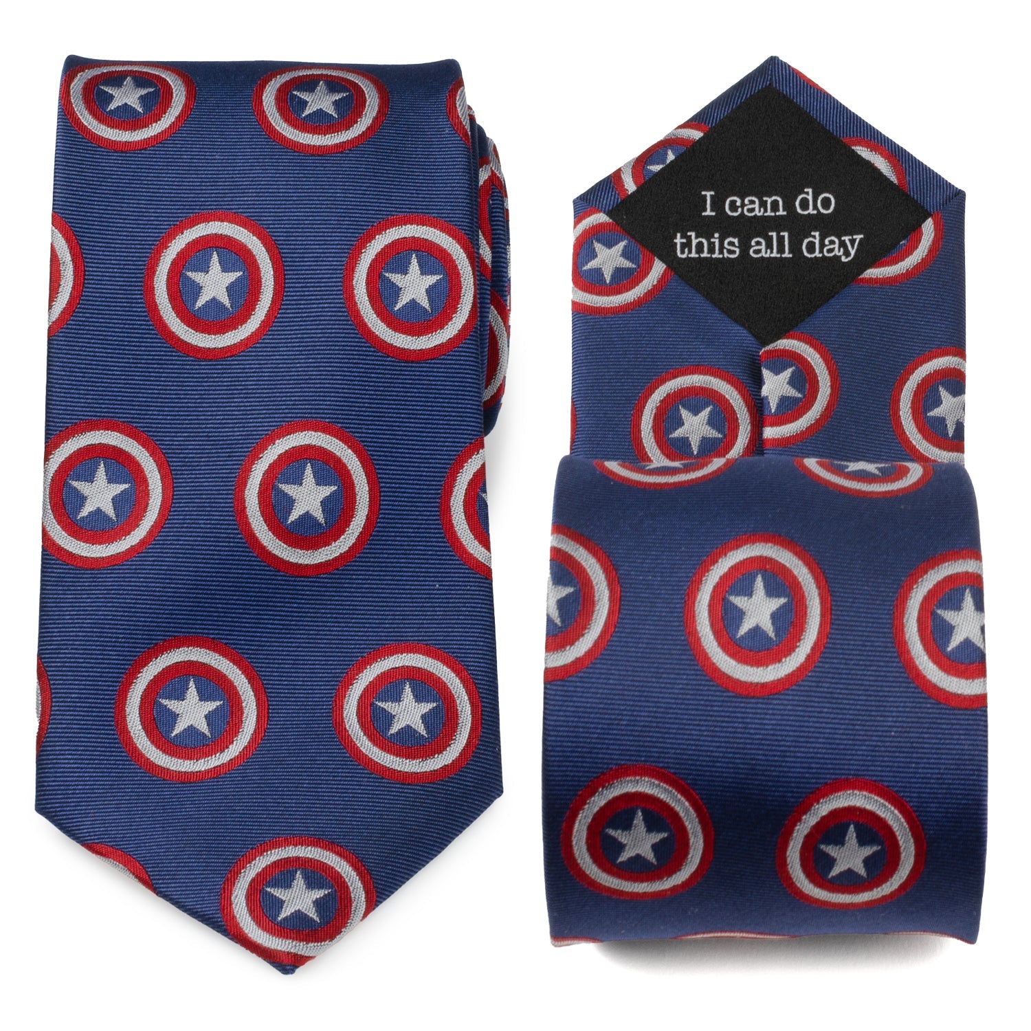  Cufflinks Captain America Hidden Message Blue Men's Tie - Default Title - Bonton