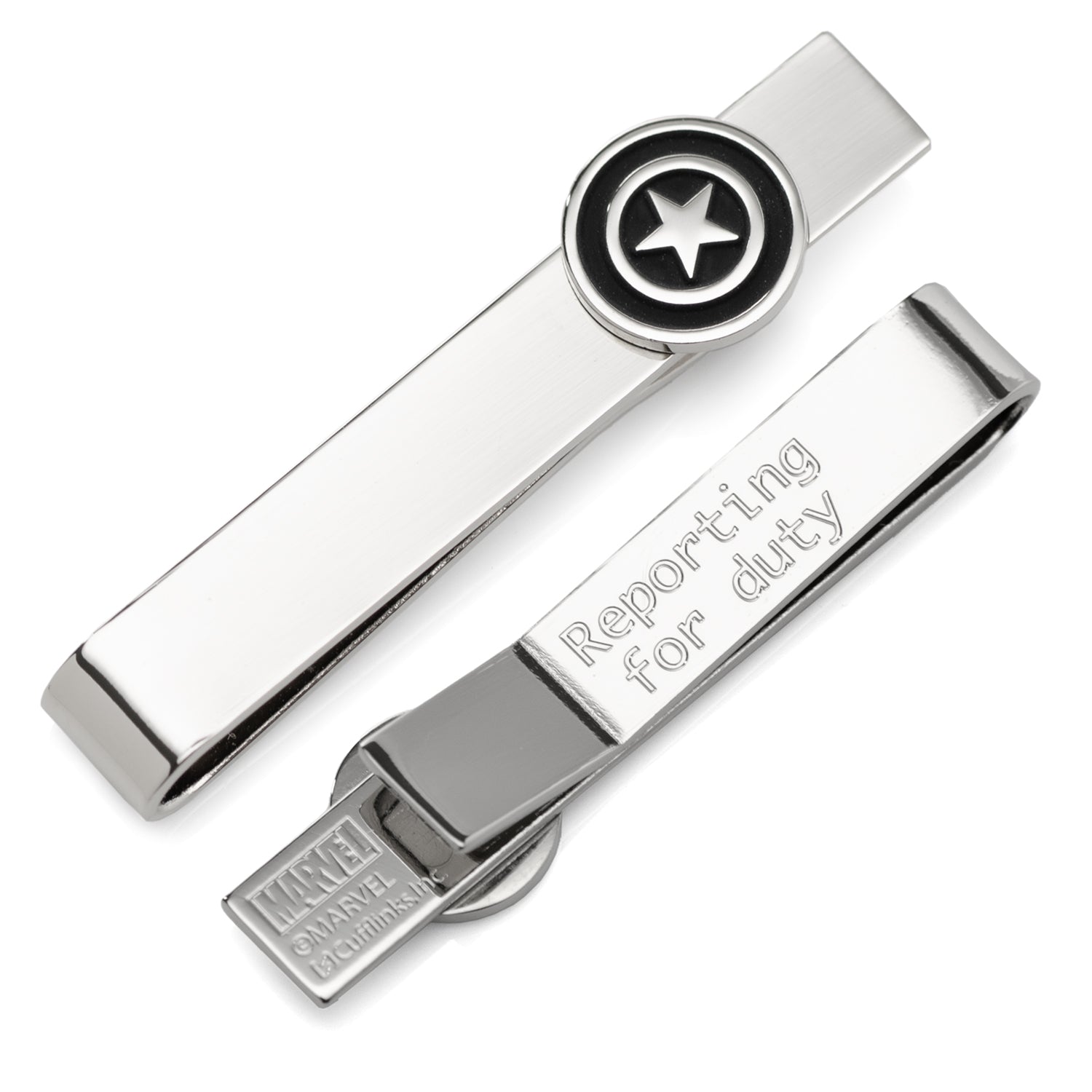  Cufflinks Captain America Silver Hidden Message Tie Bar - Default Title - Bonton