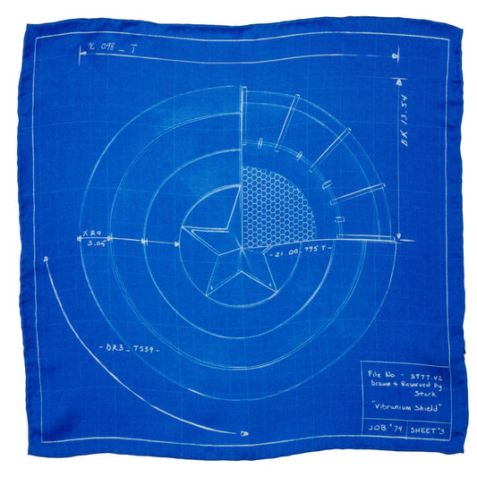 Captain America Shield Blueprint Pocket Square