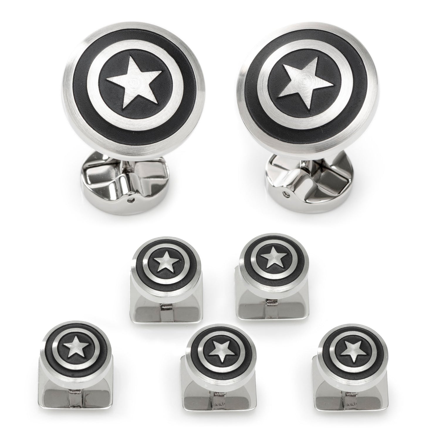  Cufflinks Captain America Shield Stainless Steel 5-Stud Set - Default Title - Bonton