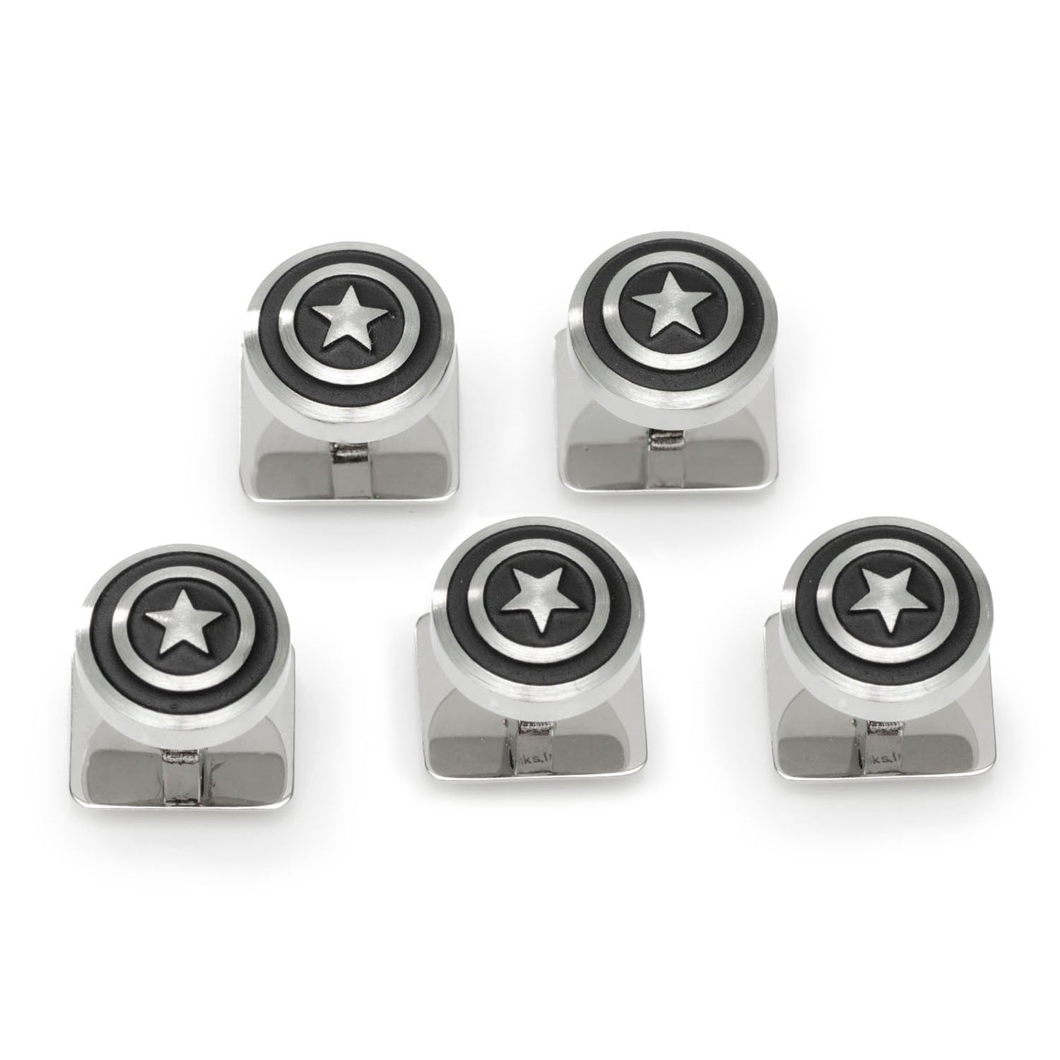  Cufflinks Captain America Shield Stainless Steel 5-Studs - Default Title - Bonton