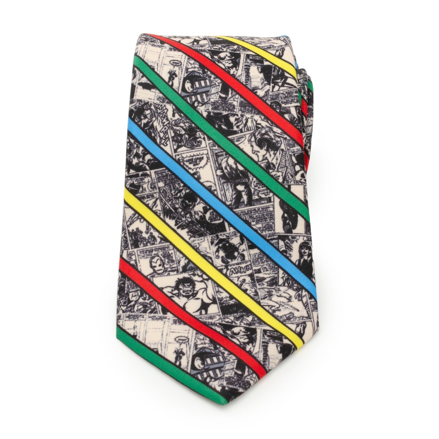  Cufflinks Marvel Comic Stripe Tan Men's Tie - Default Title - Bonton