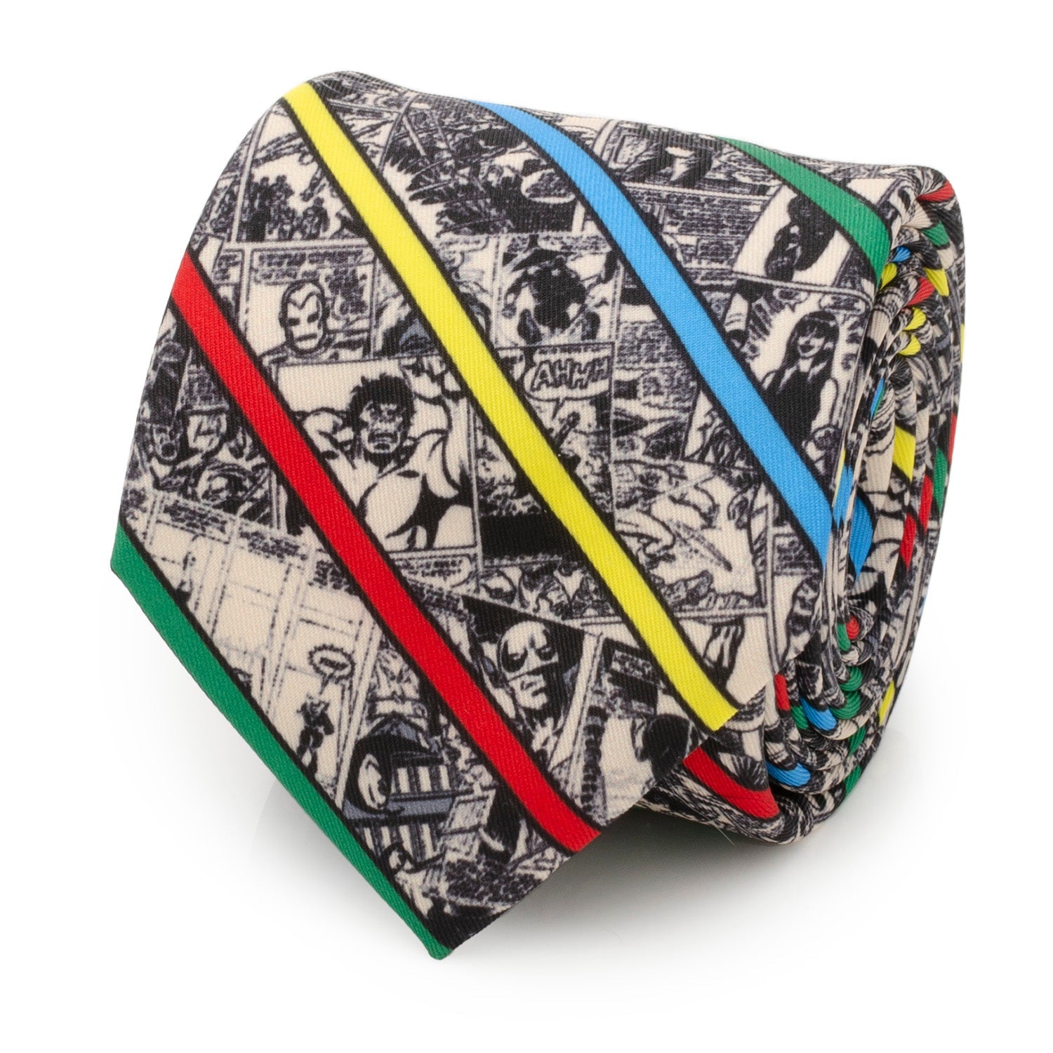  Cufflinks Marvel Comic Stripe Tan Men's Tie - Default Title - Bonton