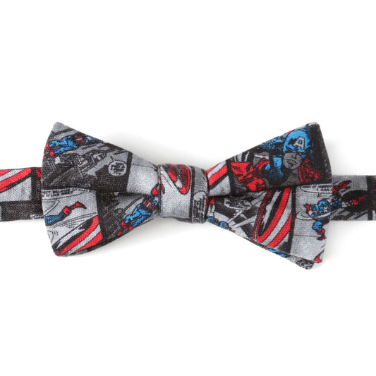 Captain America Comic Gray Men's Bow Tie