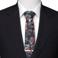 Captain America Comic Gray Men's Tie